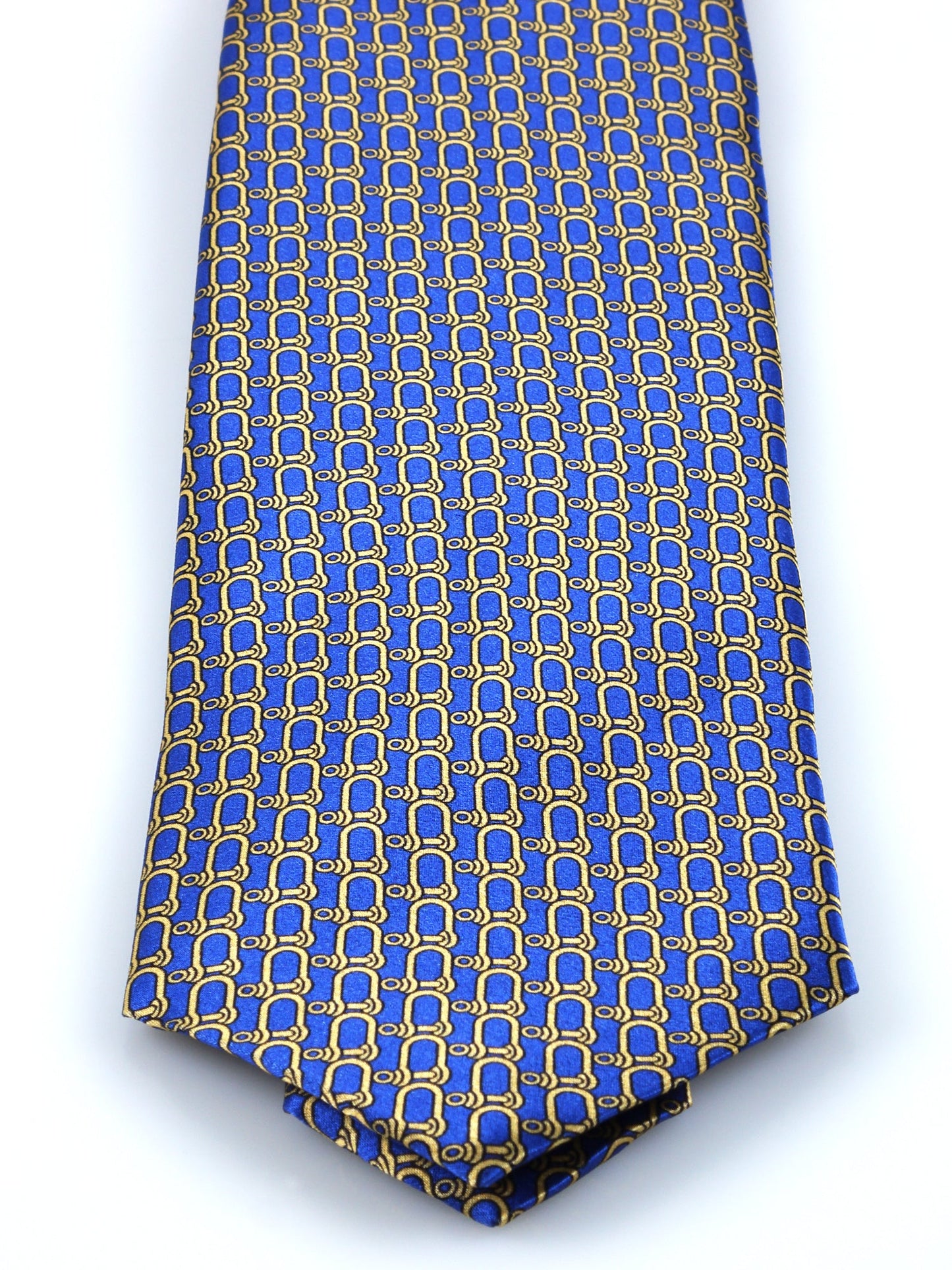 Blue Tie 3 Folds AKITA in Printed Satin Silk