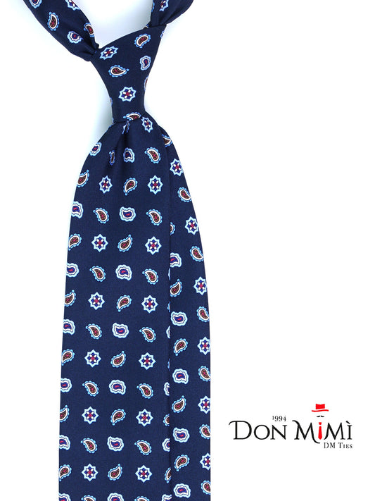 Blue Tie 3 Folds NIKKY in Printed Silk