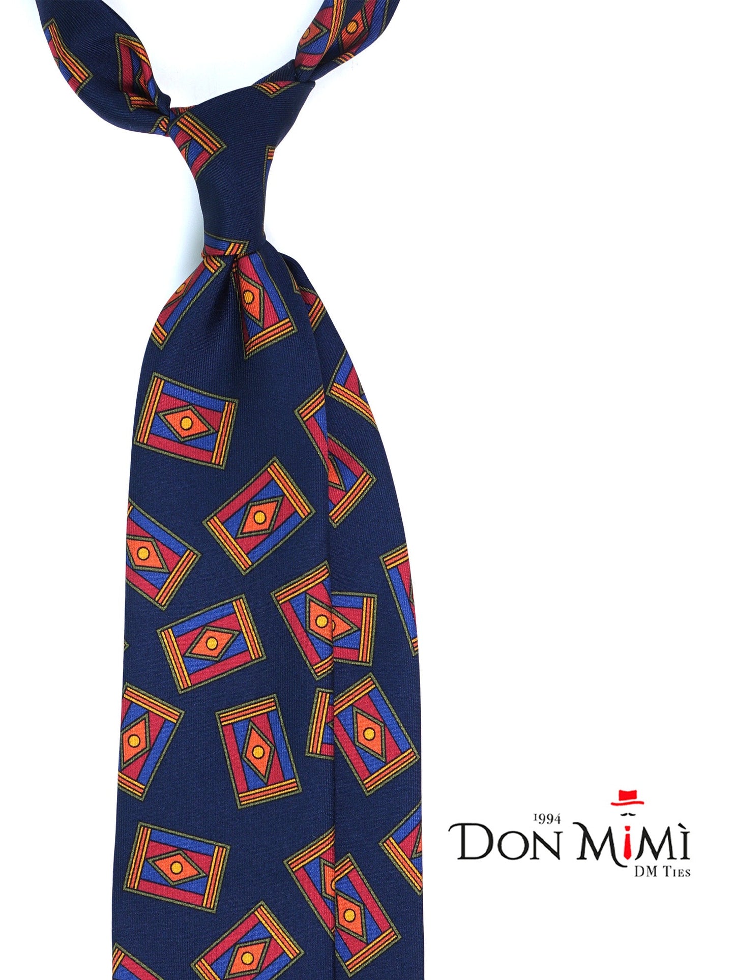 Blue 3 Fold LEYA Tie in Printed Silk