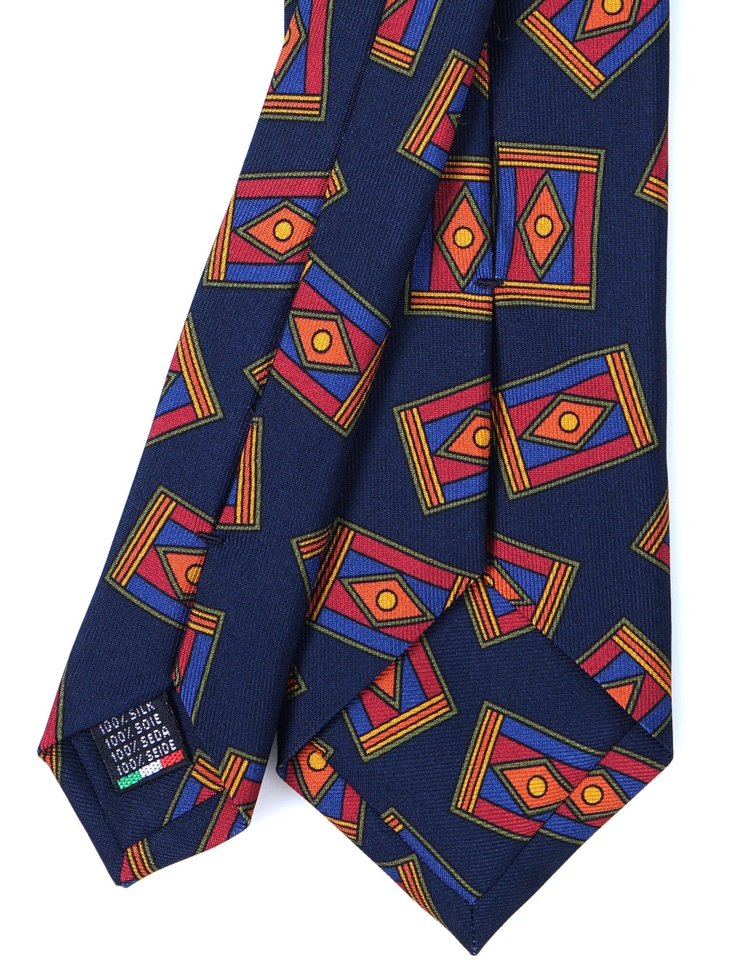 Blue 3 Fold LEYA Tie in Printed Silk