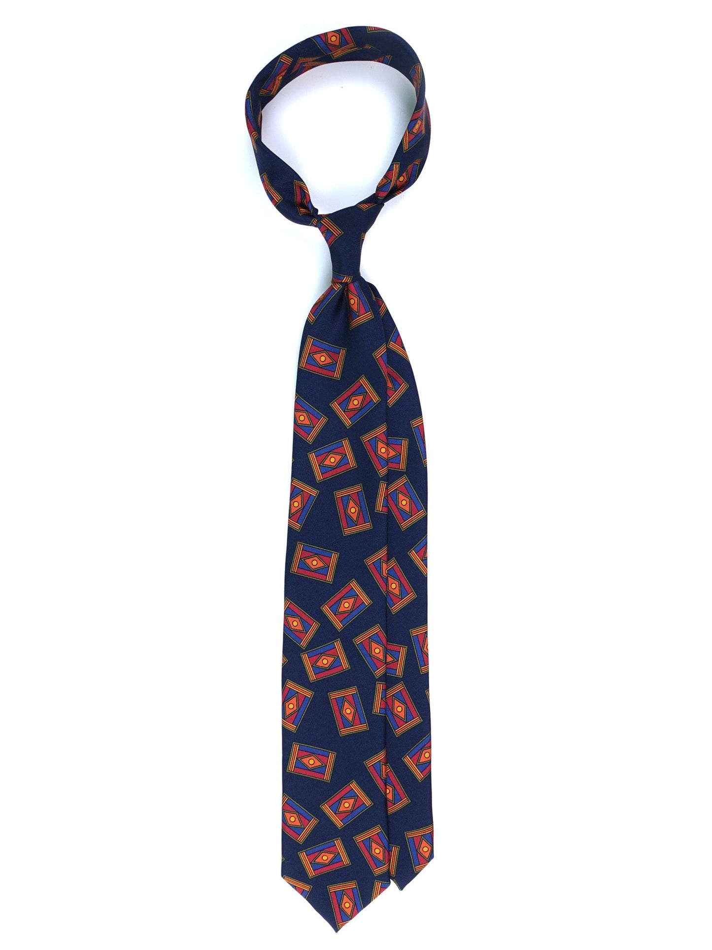 Blue 3 Fold LEYA Tie in Printed Silk