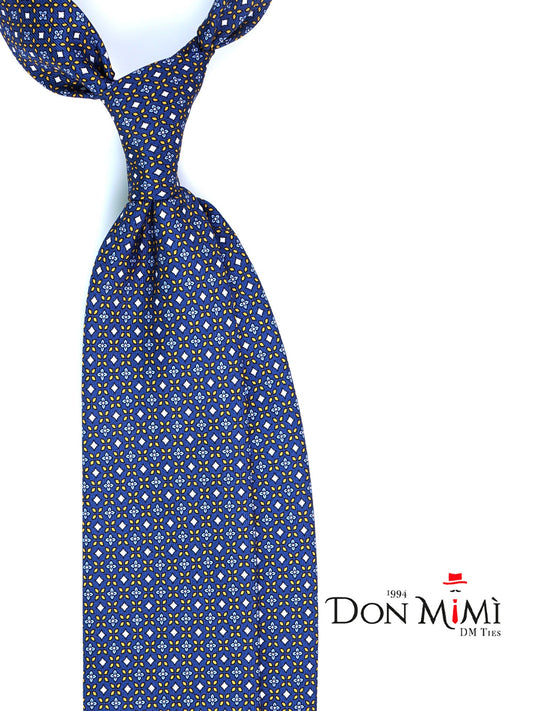 Blue Tie 3 Folds DONATA in Printed English Silk