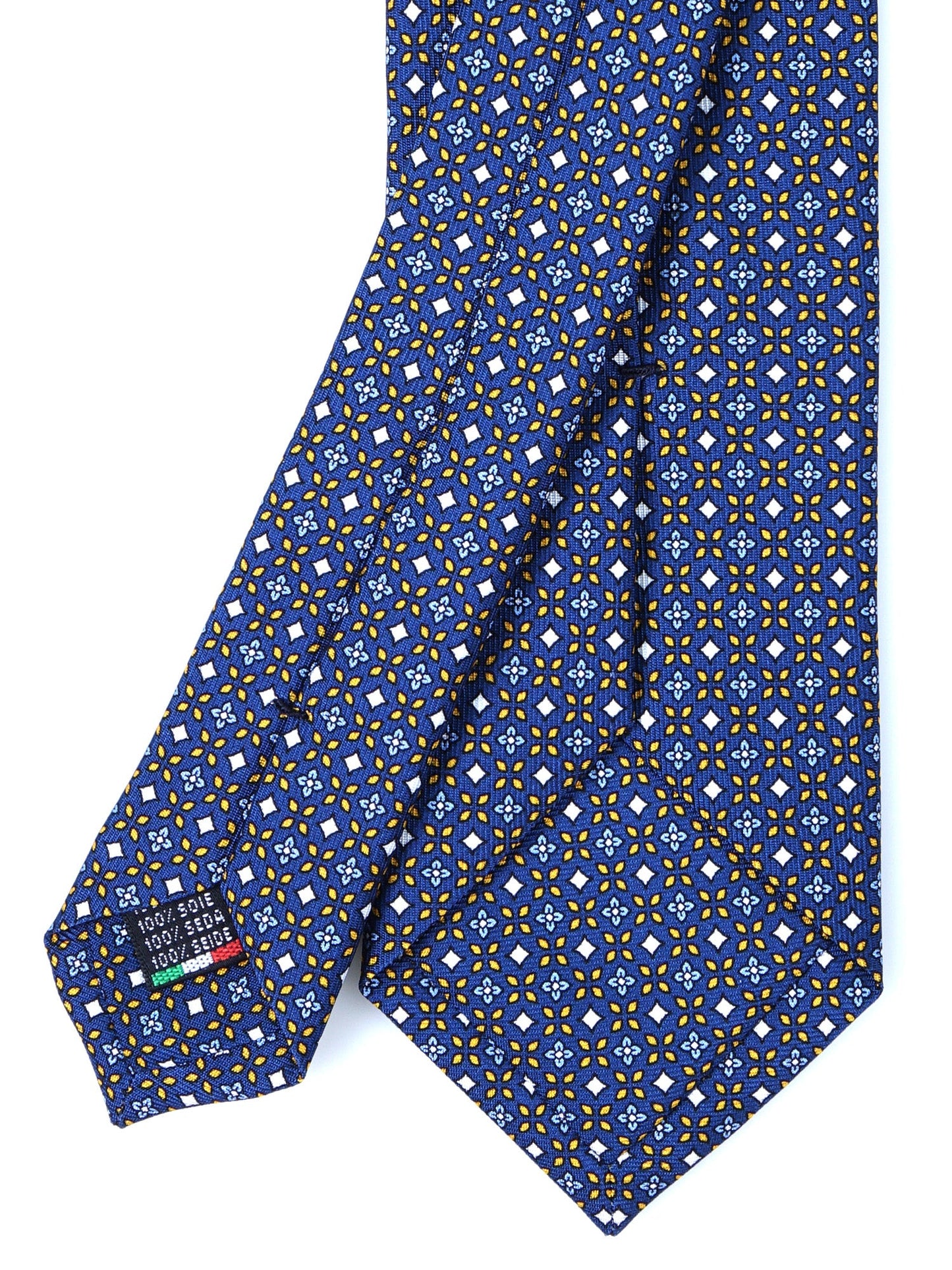 Blue Tie 3 Folds DONATA in Printed English Silk