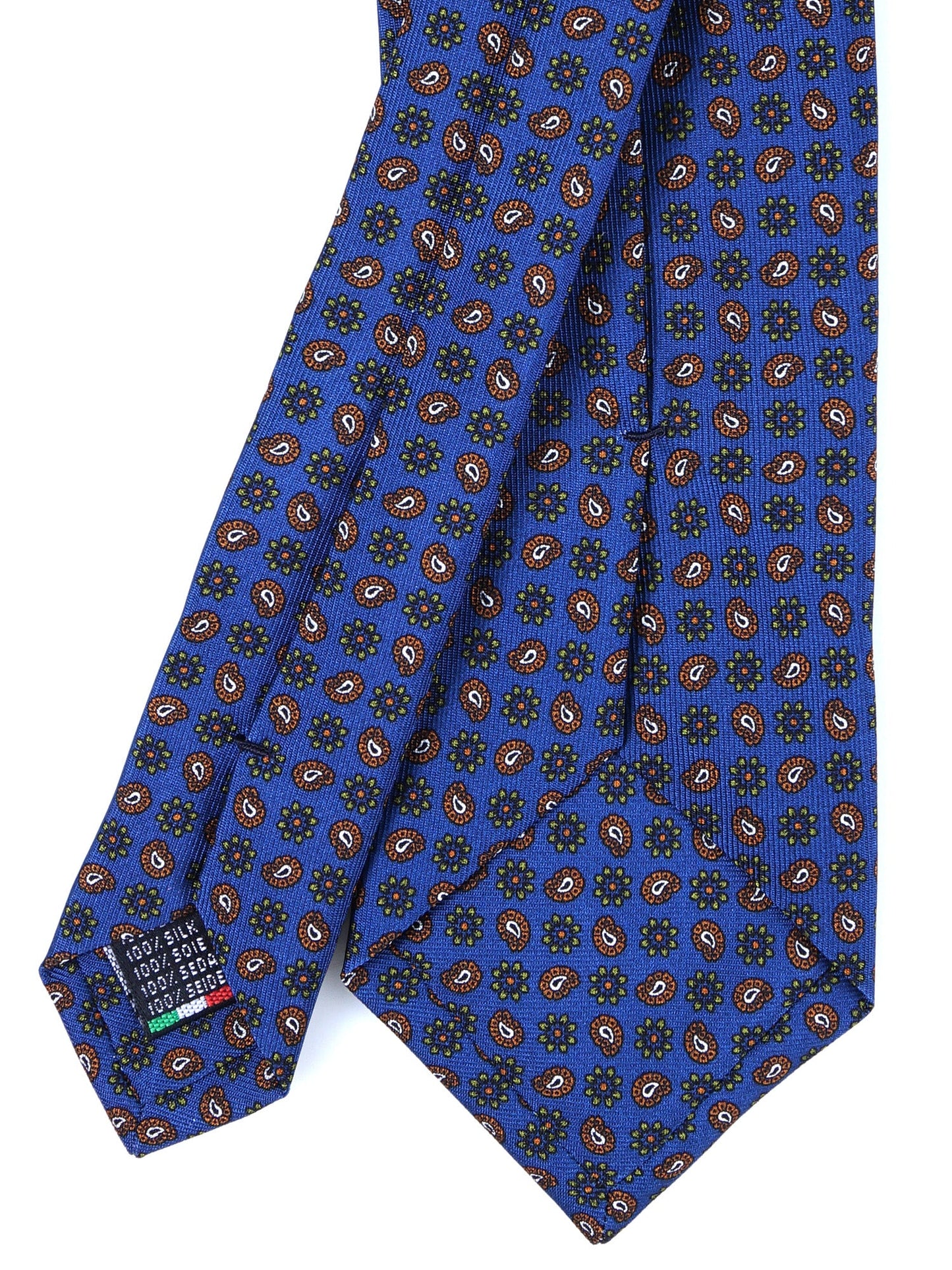 Blue Tie 3 Folds VITTORIA in Printed English Silk