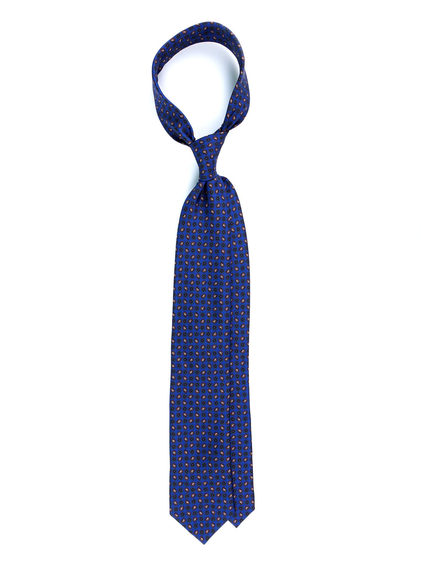 Blue Tie 3 Folds VITTORIA in Printed English Silk