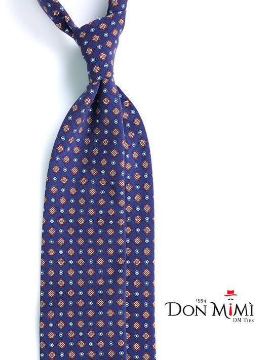 Blue Tie 3 Folds MANTOVA in Italian Madder Silk