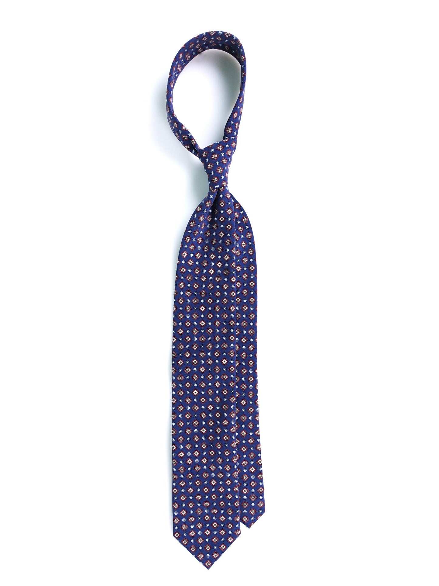 Blue Tie 3 Folds MANTOVA in Italian Madder Silk
