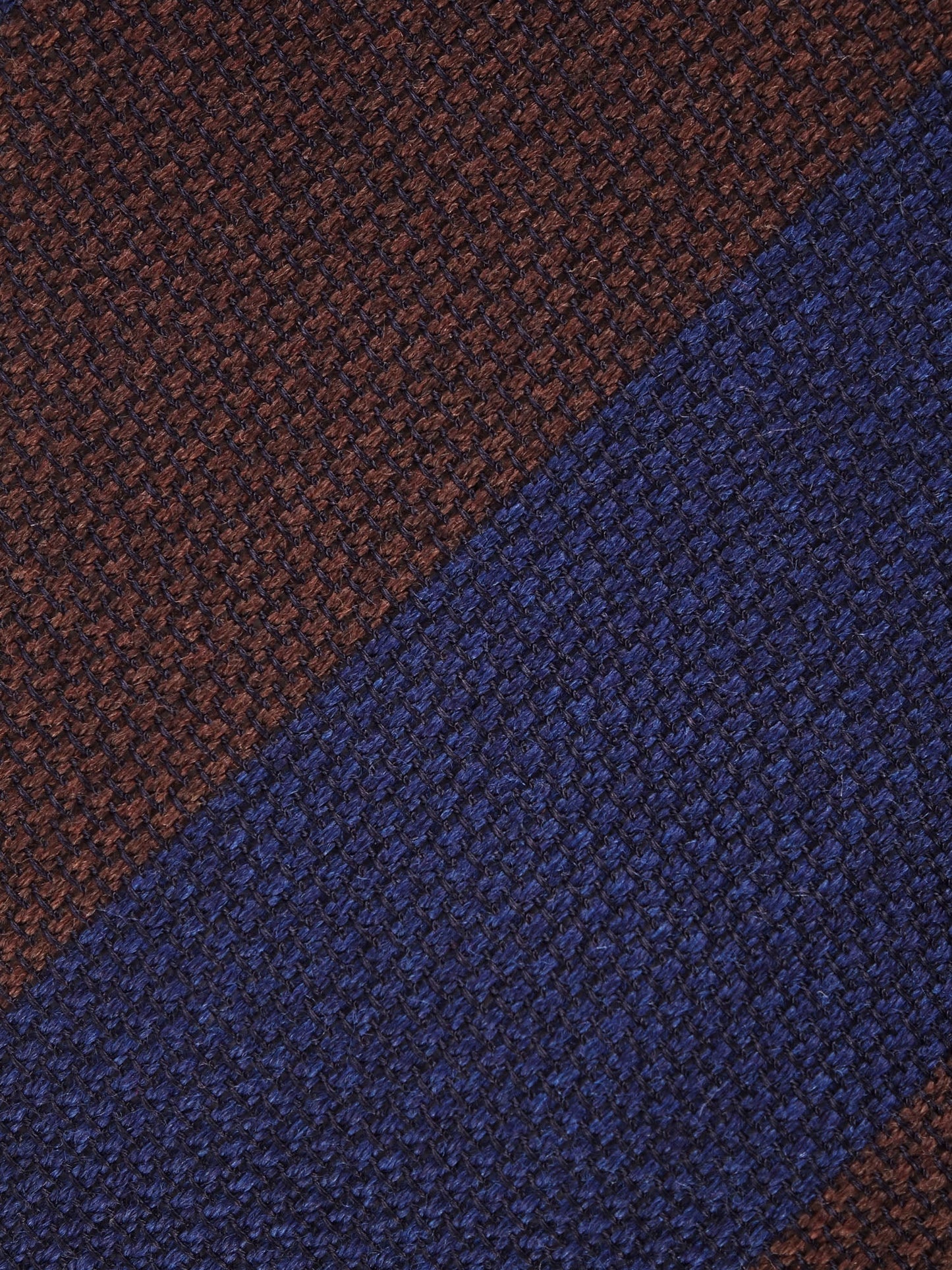 3 Fold Blue/Brown Regimental Tie in Silk/Wool Genadine ISABEL