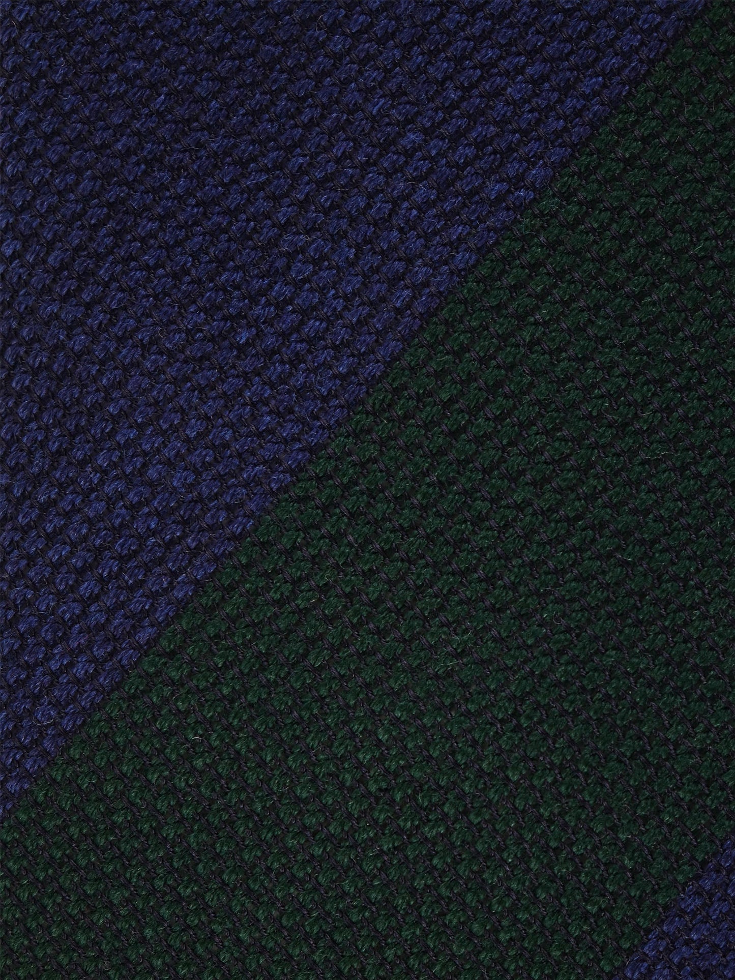 Blue/Green Regimental 3 Fold Tie in Silk/Wool Gauze ISABEL