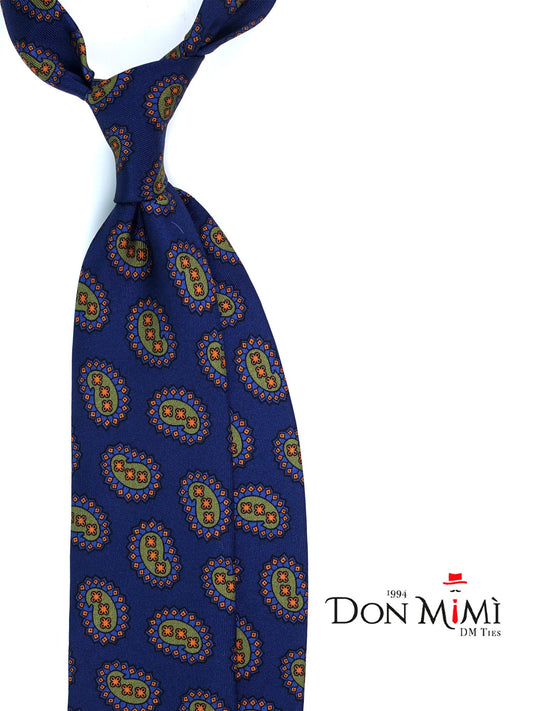 Blue/Green 3 Folds HERITAGE Printed Silk Tie