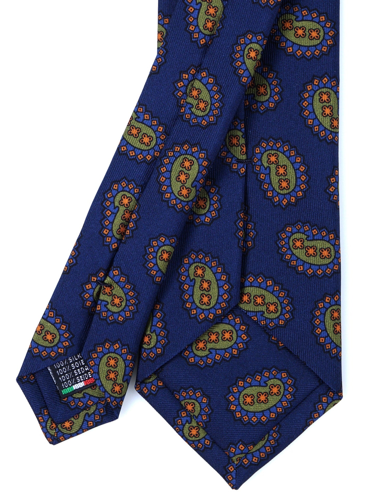 Blue/Green 3 Folds HERITAGE Printed Silk Tie
