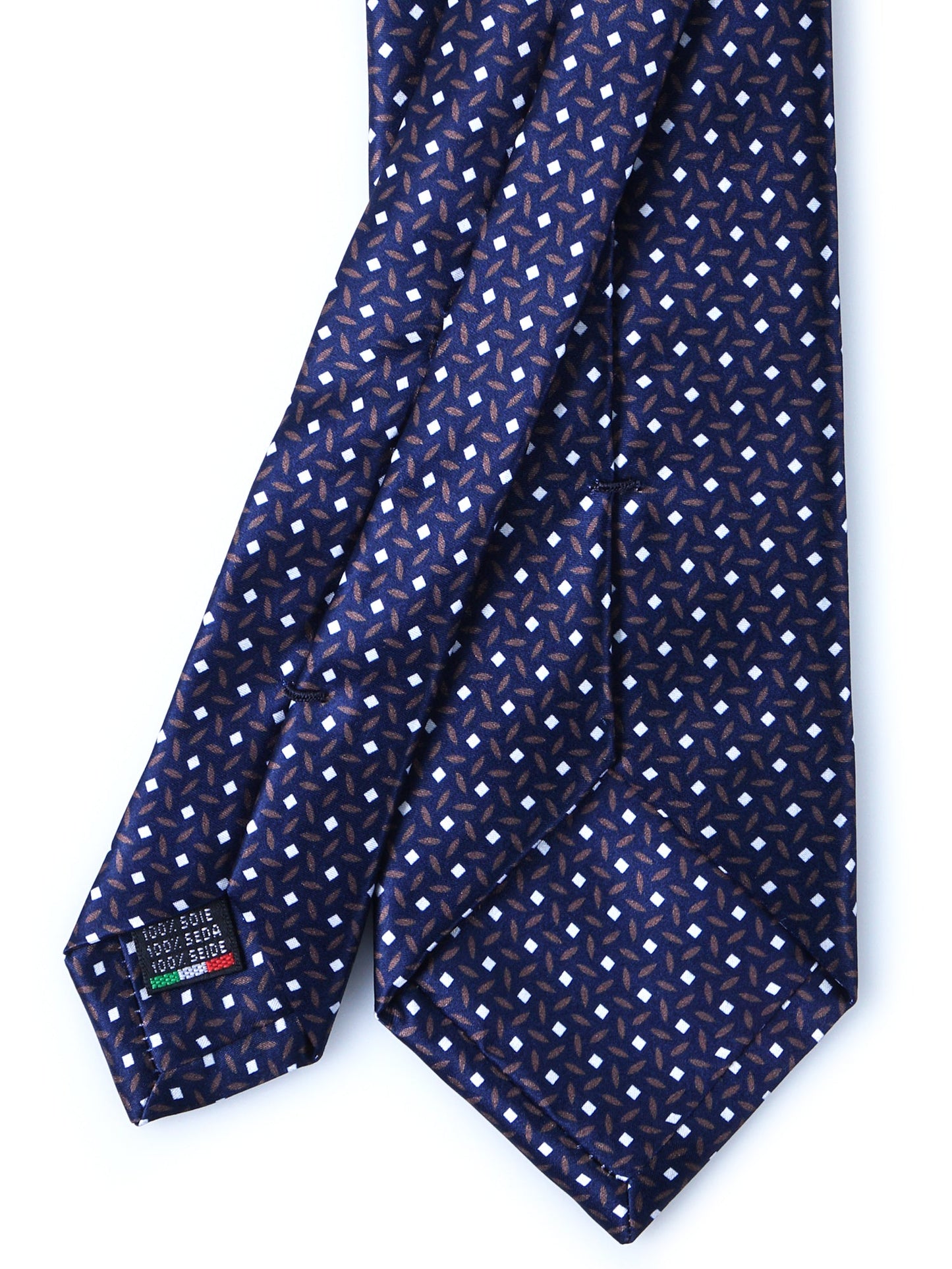 Blue/Grey 3 Folds DEBHORA Printed Silk Satin Tie