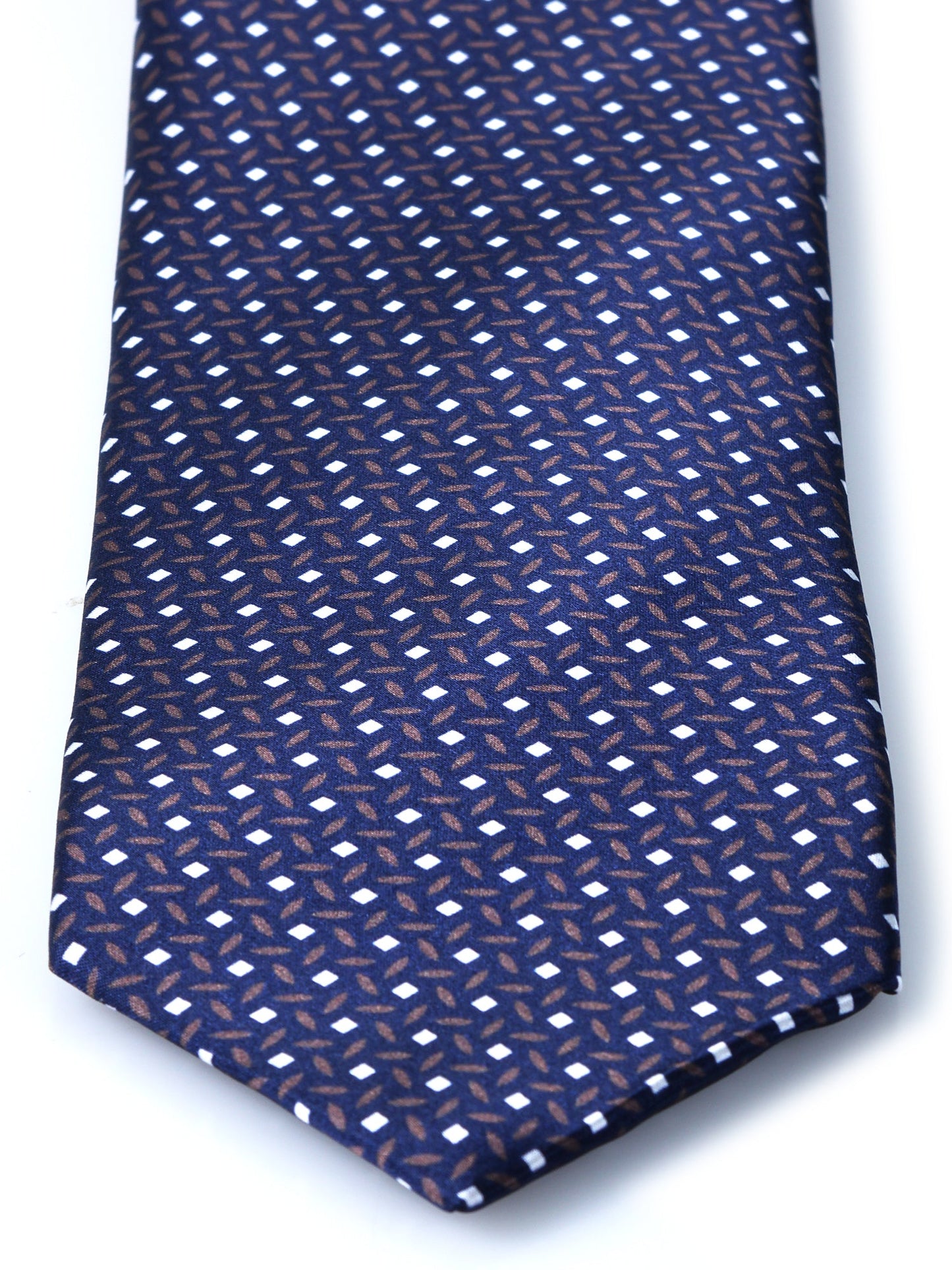 Blue/Grey 3 Folds DEBHORA Printed Silk Satin Tie