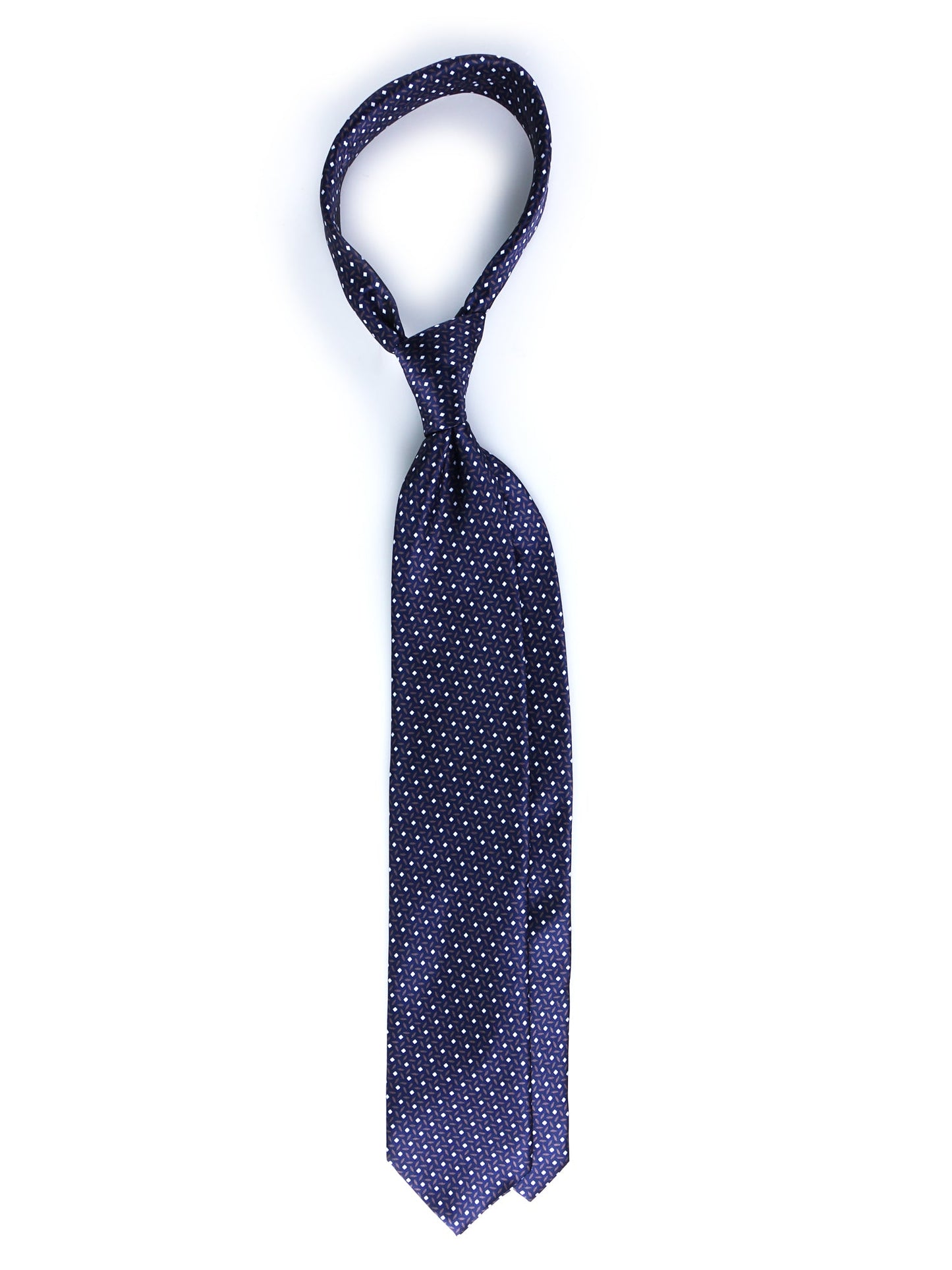 Blue/Grey 3 Folds DEBHORA Printed Silk Satin Tie