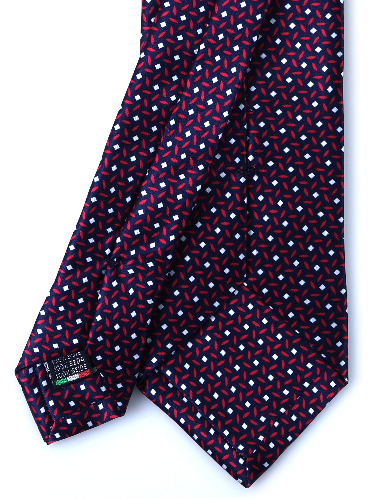 Blue/Red 3 Folds DEBHORA Silk Satin Printed Tie
