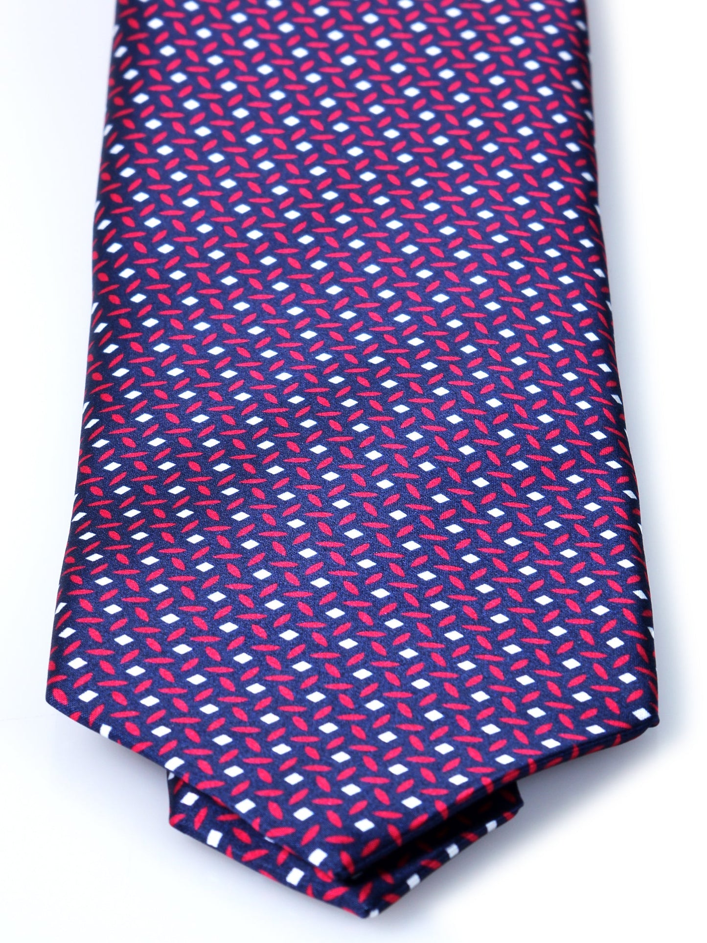 Blue/Red 3 Folds DEBHORA Silk Satin Printed Tie