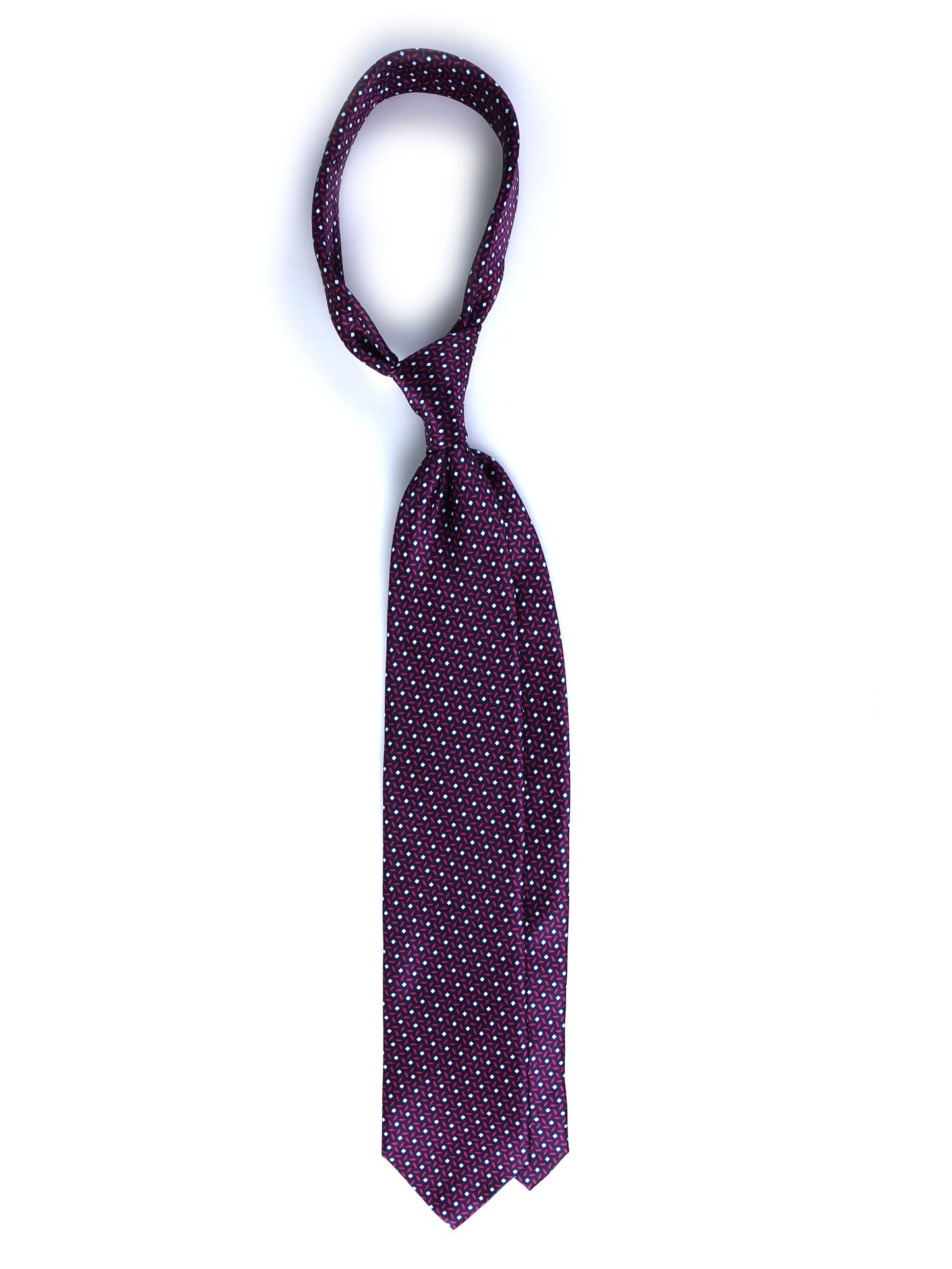 Blue/Red 3 Folds DEBHORA Silk Satin Printed Tie
