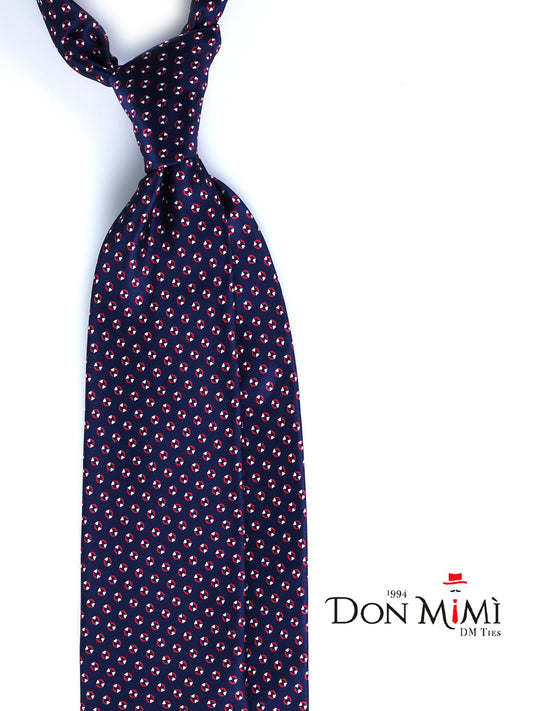 Blue/Red 3 Folds SHILLA Printed Satin Tie