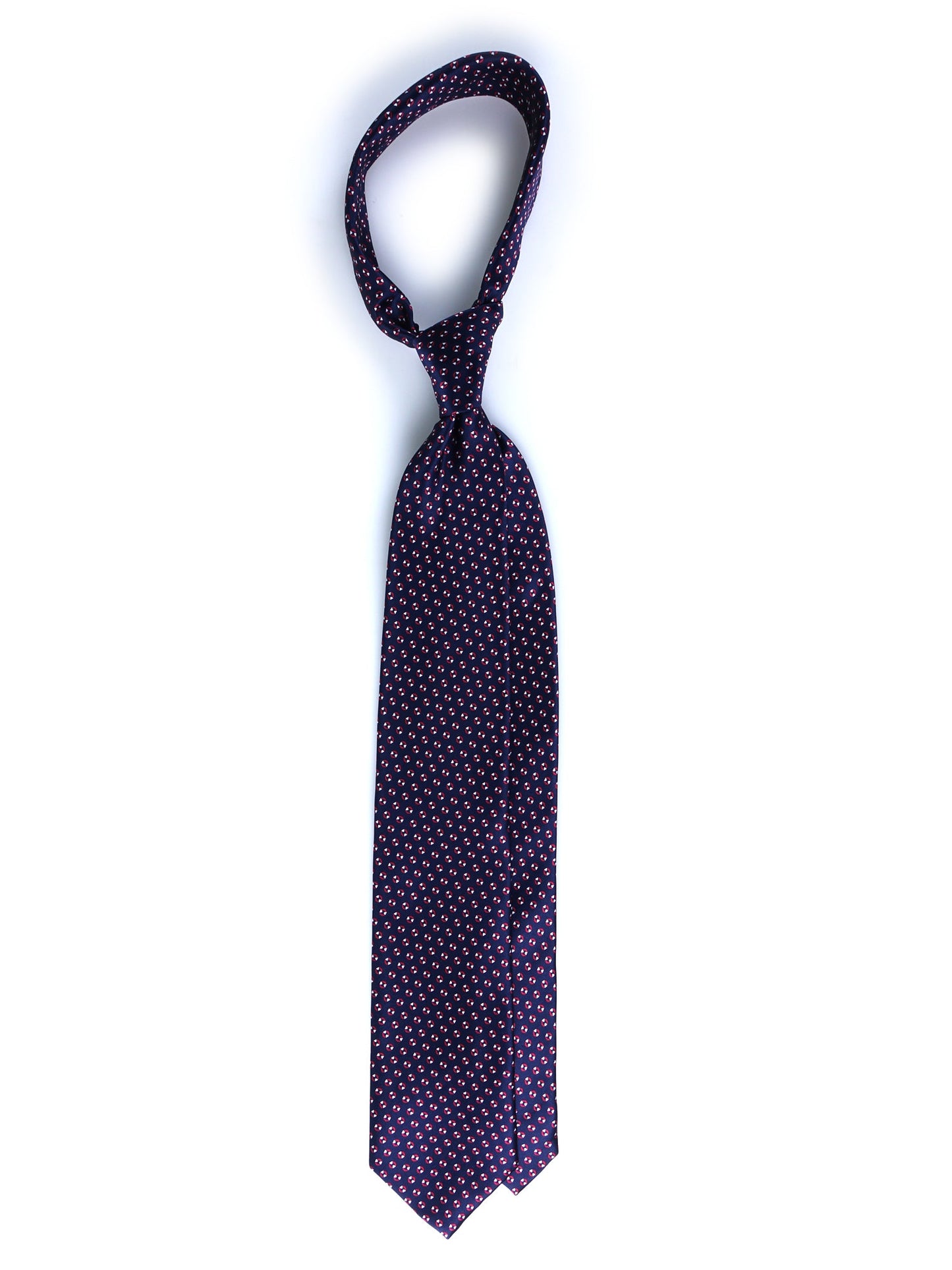 Blue/Red 3 Folds SHILLA Silk Satin Printed Tie