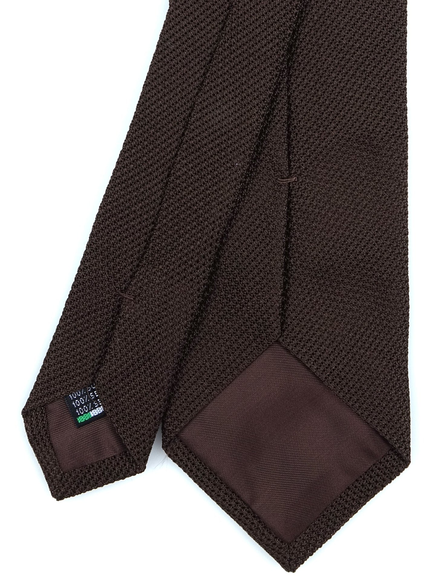 Brown 3 fold tie in grenadine silk with English loop ONICE