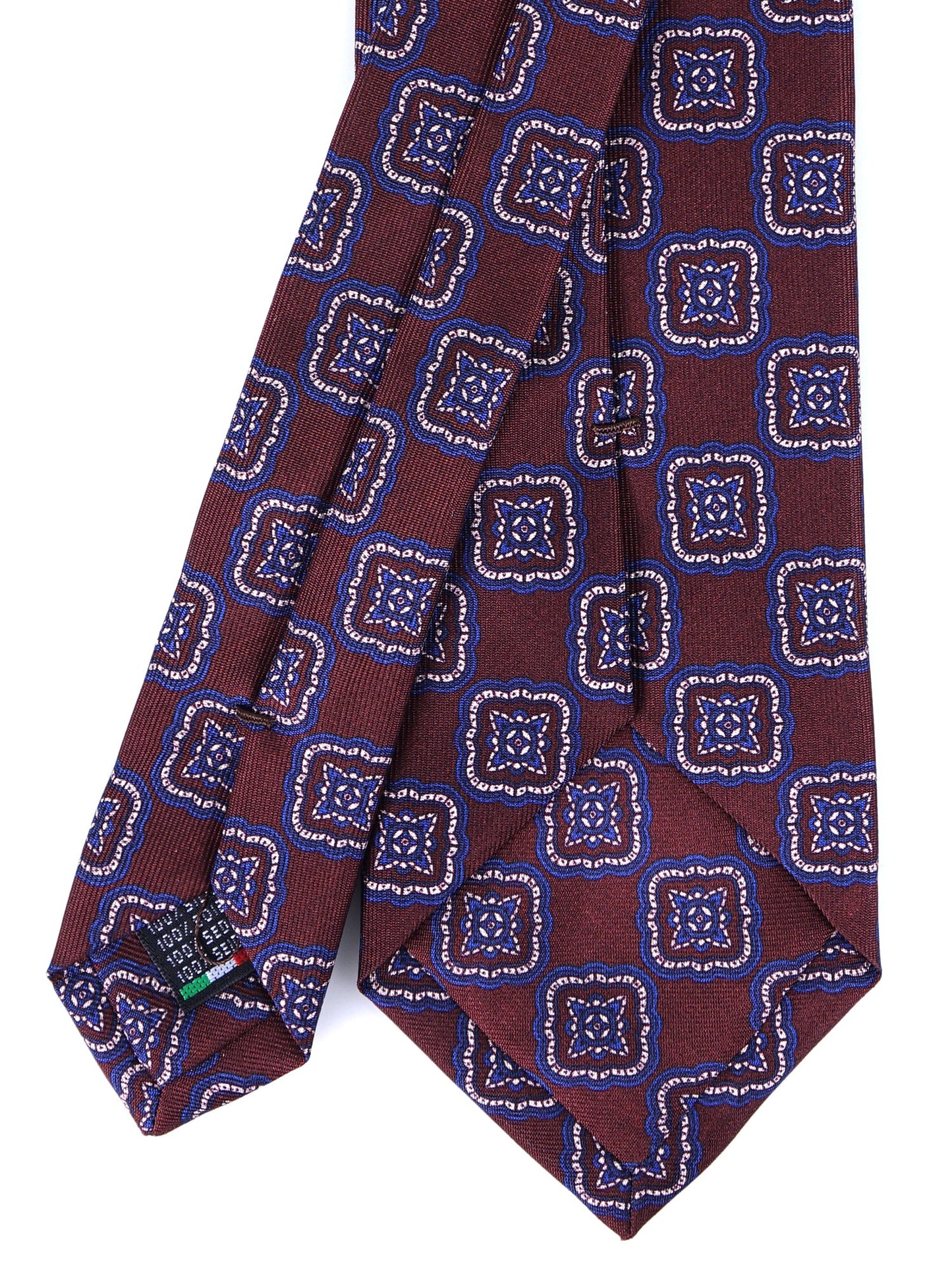 Brown Tie MASSY 3 Folds in Luxury Printed Silk