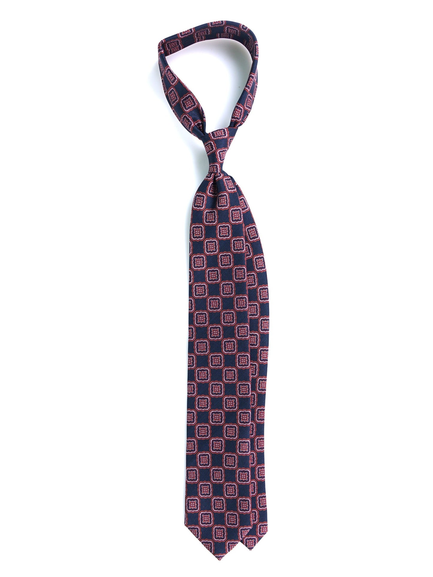 Brown Tie MASSY 3 Folds in Luxury Printed Silk