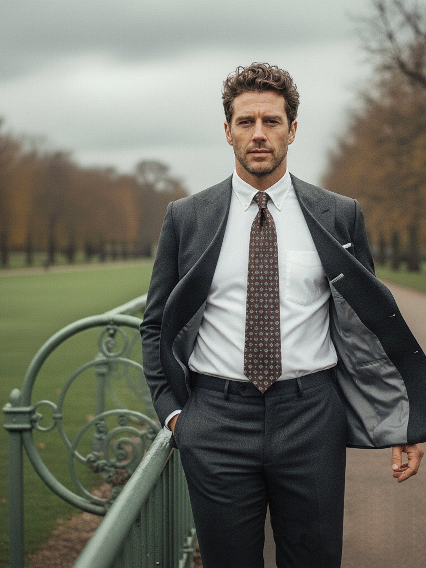 Brown Tie 3 Folds MANTOVA in Italian Madder Silk