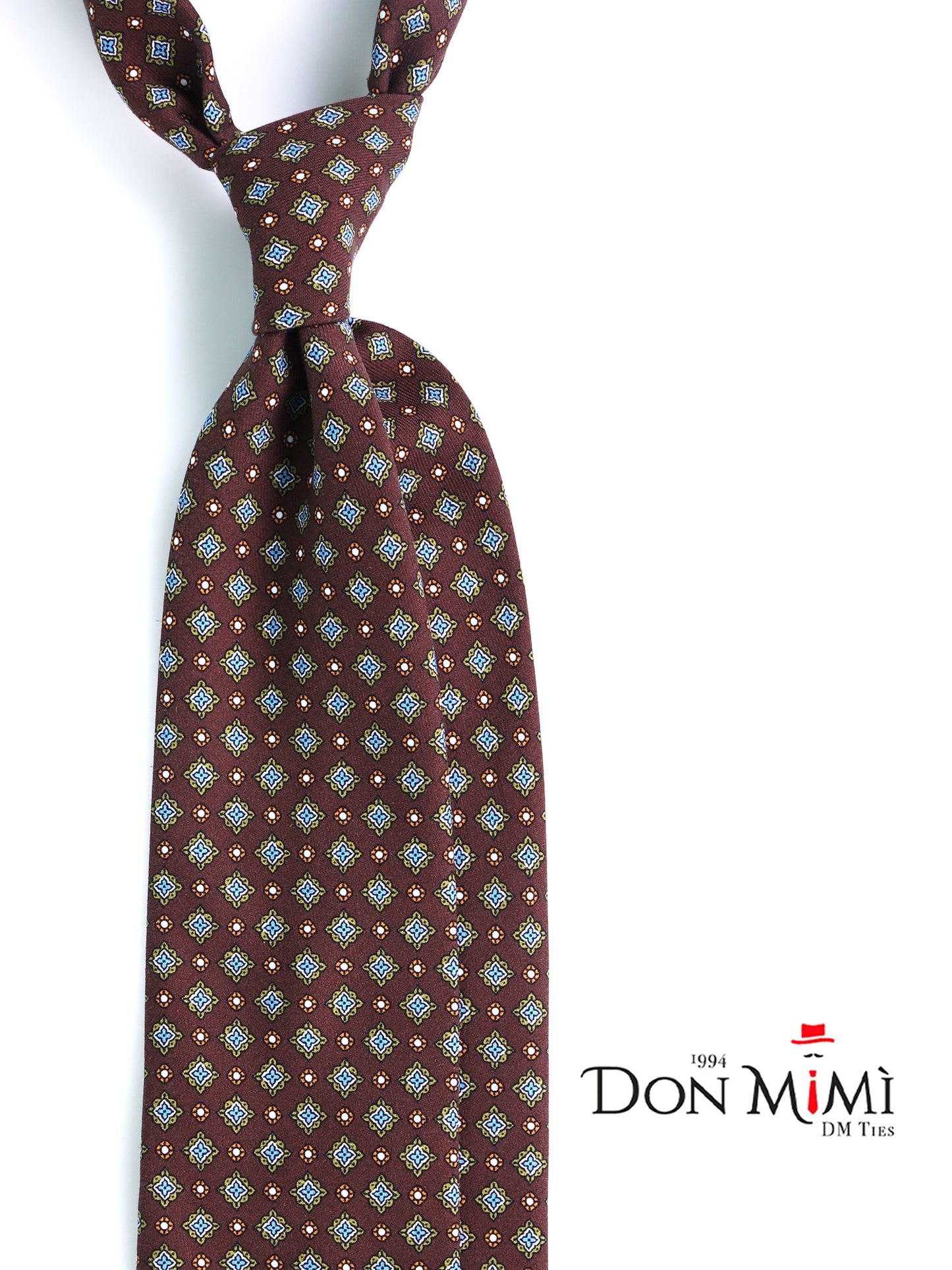 Brown Tie 3 Folds MANTOVA in Italian Madder Silk
