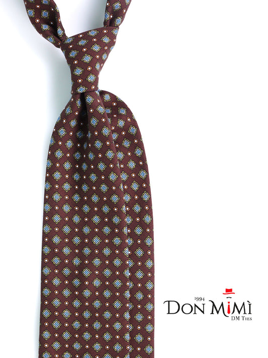 Brown Tie 3 Folds MANTOVA in Italian Madder Silk
