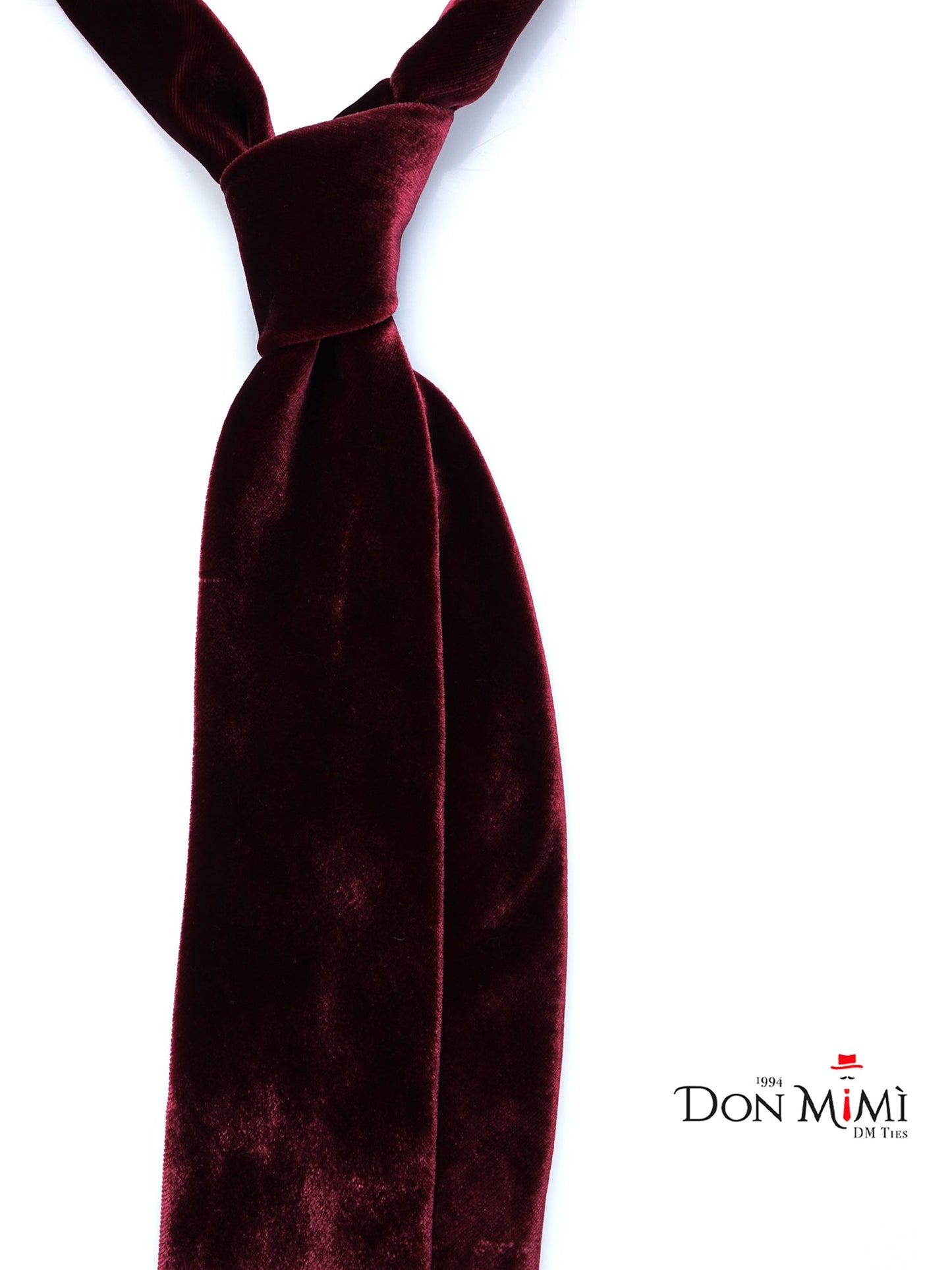 Burgundy 3 Fold Silk and Viscose Velvet Tie CONRAD