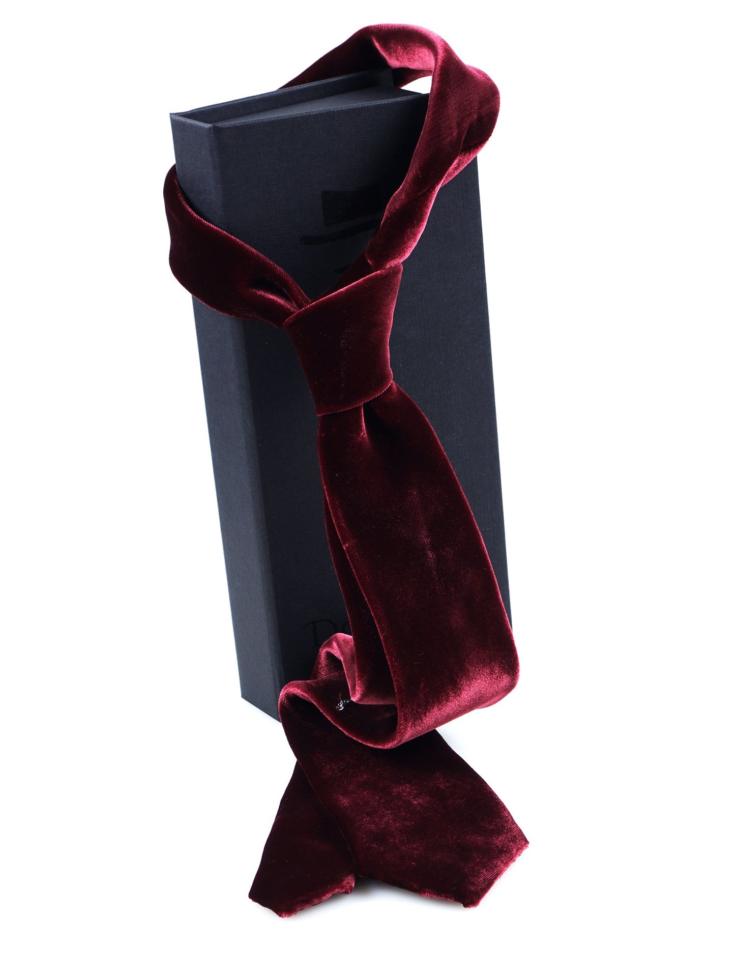 Burgundy 3 Fold Silk and Viscose Velvet Tie CONRAD