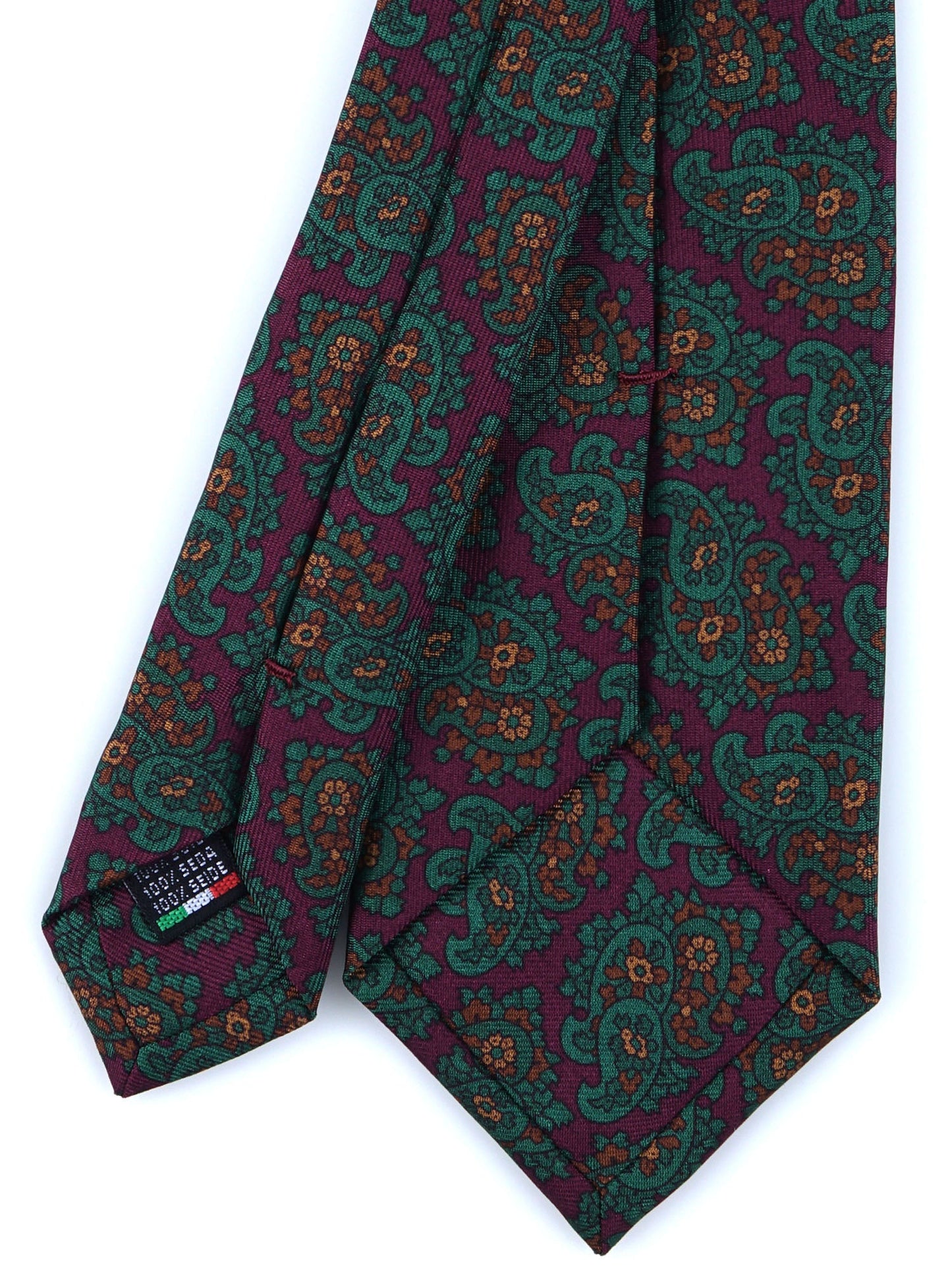 Burgundy 3 Folds ANNALISE Silk Printed Tie