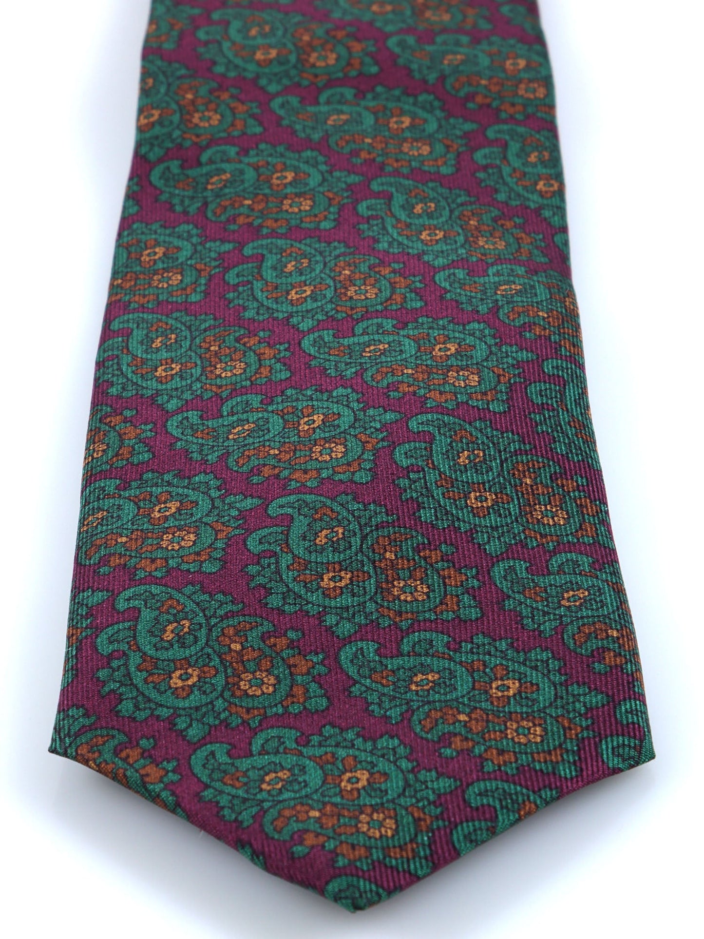 Burgundy 3 Folds ANNALISE Silk Printed Tie