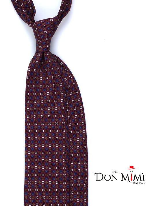 Burgundy 3 Folds FORTY Tie in Luxury Printed Silk