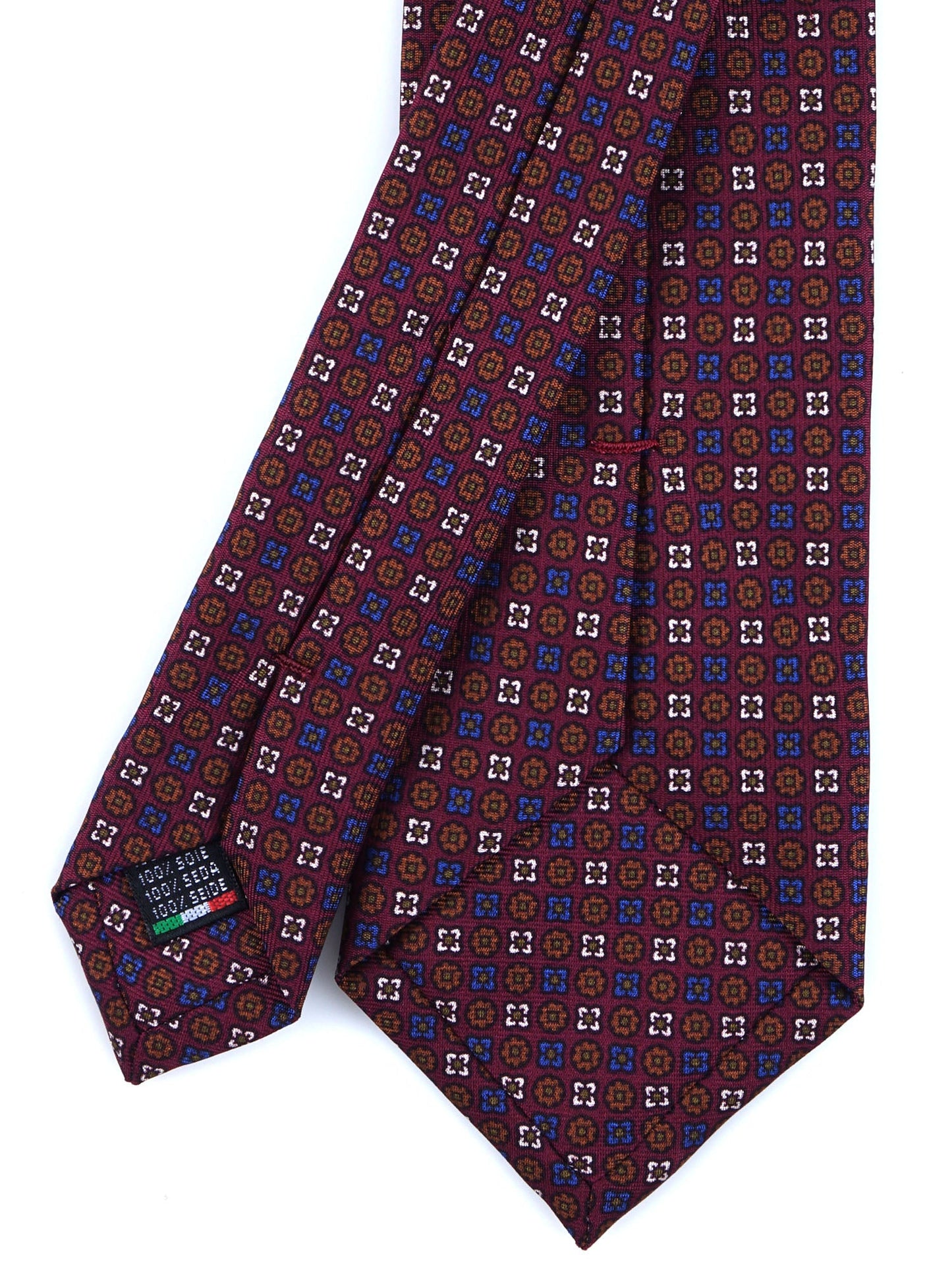 Burgundy 3 Folds FORTY Tie in Luxury Printed Silk