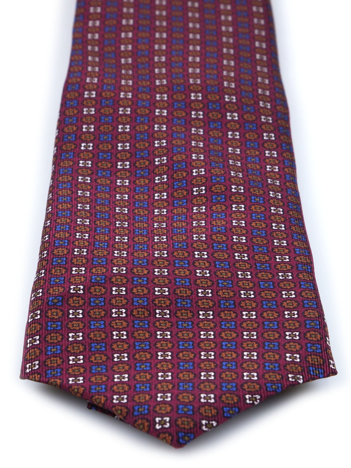 Burgundy 3 Folds FORTY Tie in Luxury Printed Silk