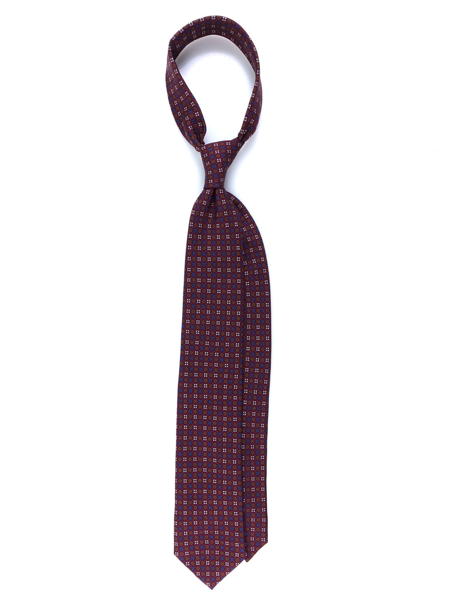 Burgundy 3 Folds FORTY Tie in Luxury Printed Silk