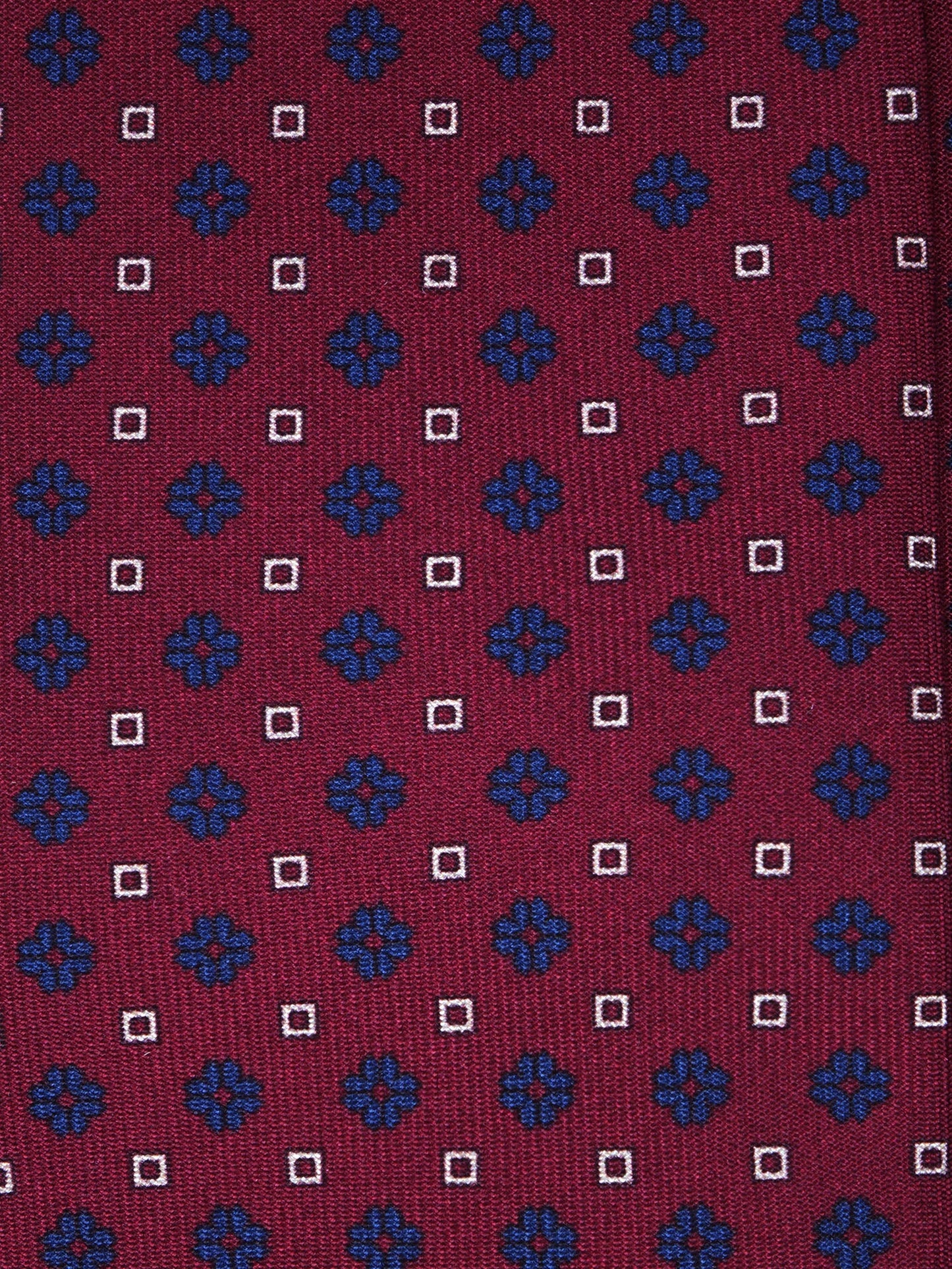 Burgundy Tie 3 Folds SAVERY in luxury printed silk