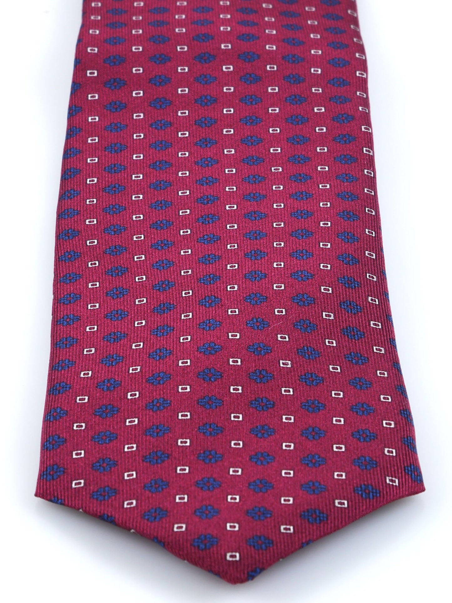 Burgundy Tie 3 Folds SAVERY in luxury printed silk