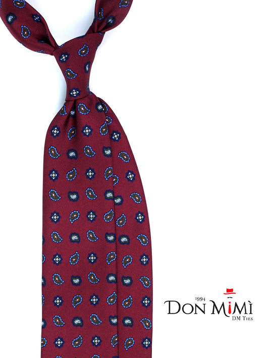 Burgundy Tie 3 Folds NIKKY in Printed Silk