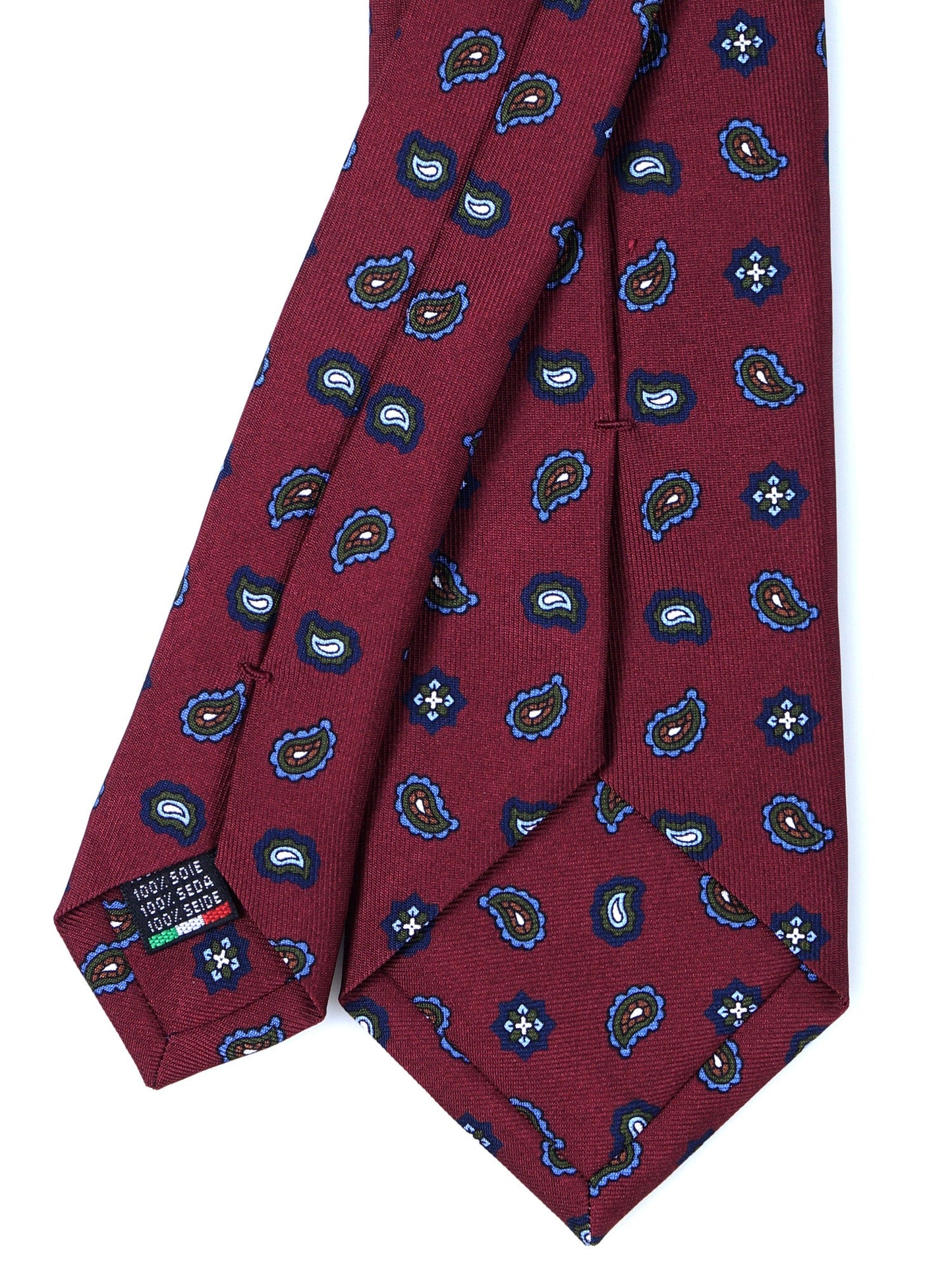Burgundy Tie 3 Folds NIKKY in Printed Silk