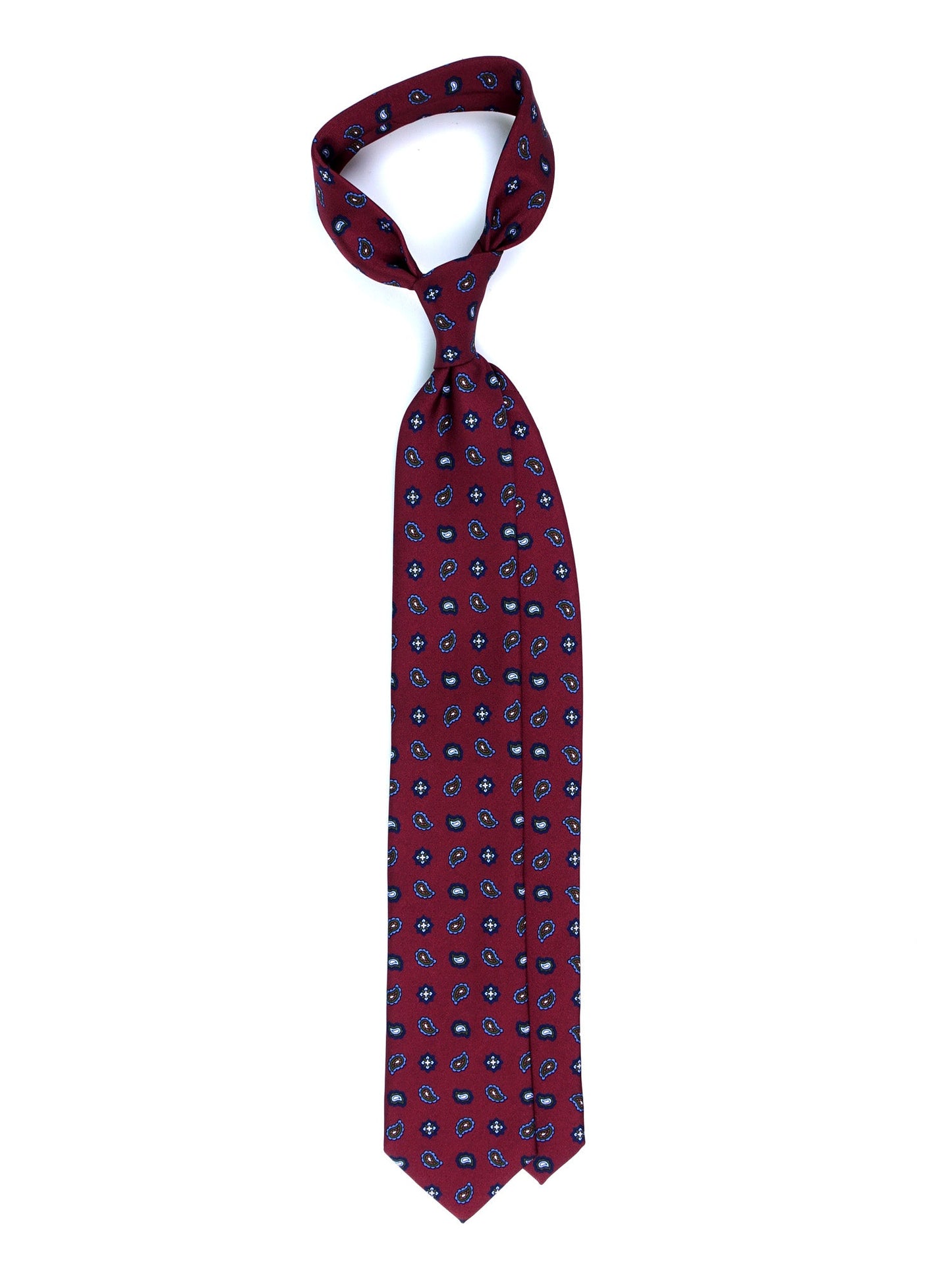 Burgundy Tie 3 Folds NIKKY in Printed Silk