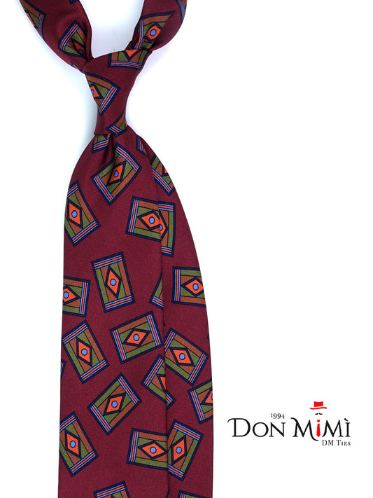 Bordeaux Tie 3 Folds LEYA in English Printed Silk