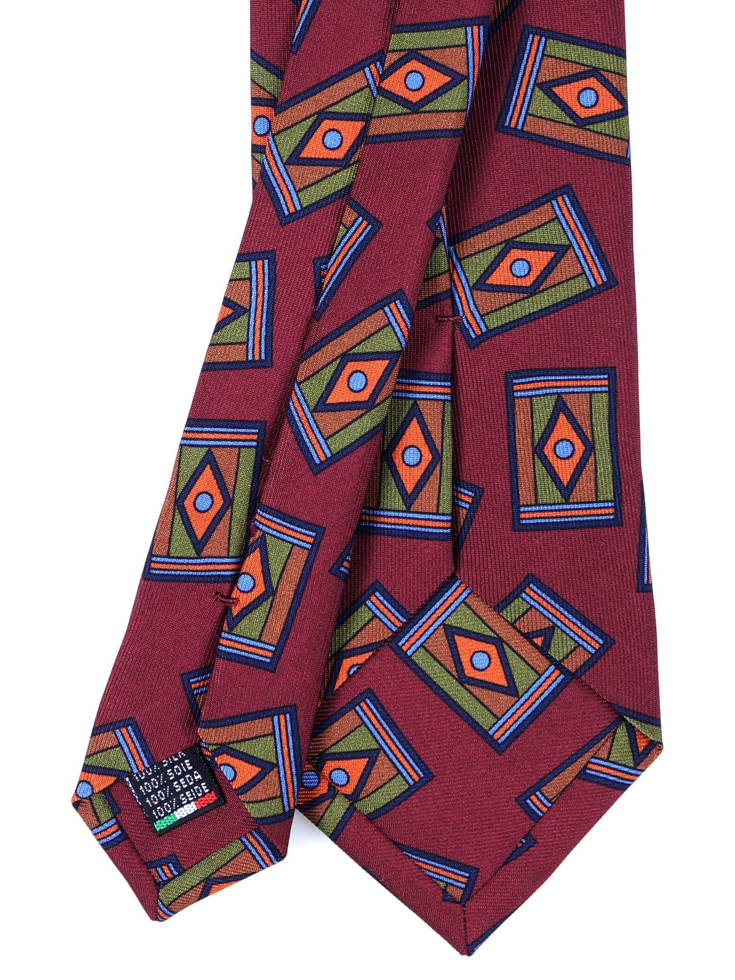 Bordeaux Tie 3 Folds LEYA in English Printed Silk