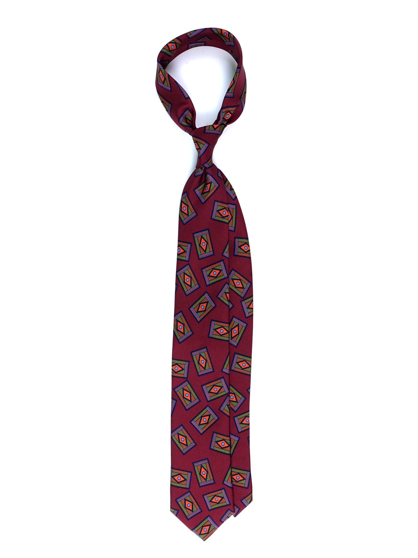 Bordeaux Tie 3 Folds LEYA in English Printed Silk