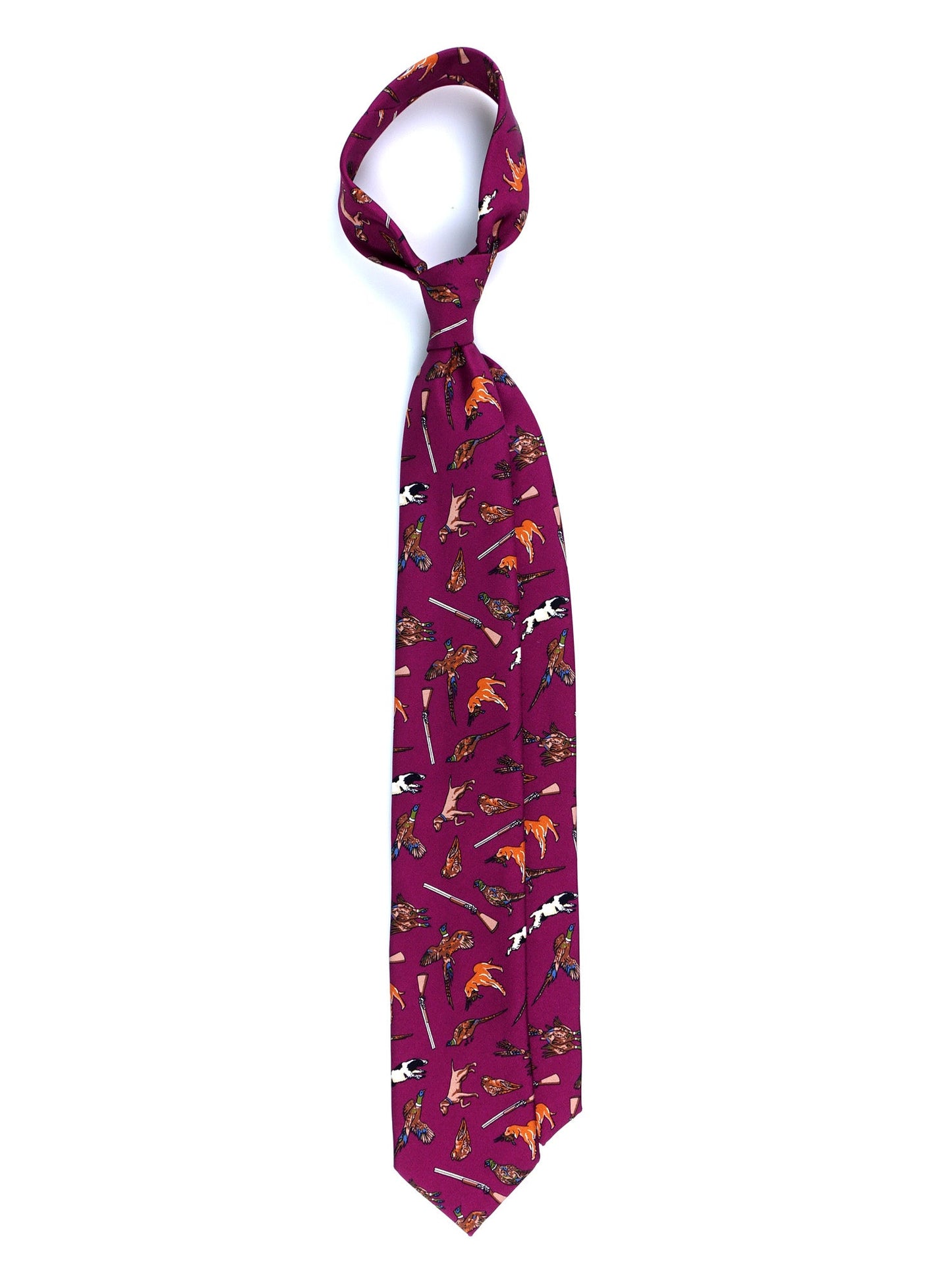 Burgundy Tie 3 Folds RESERVE in Printed English Silk
