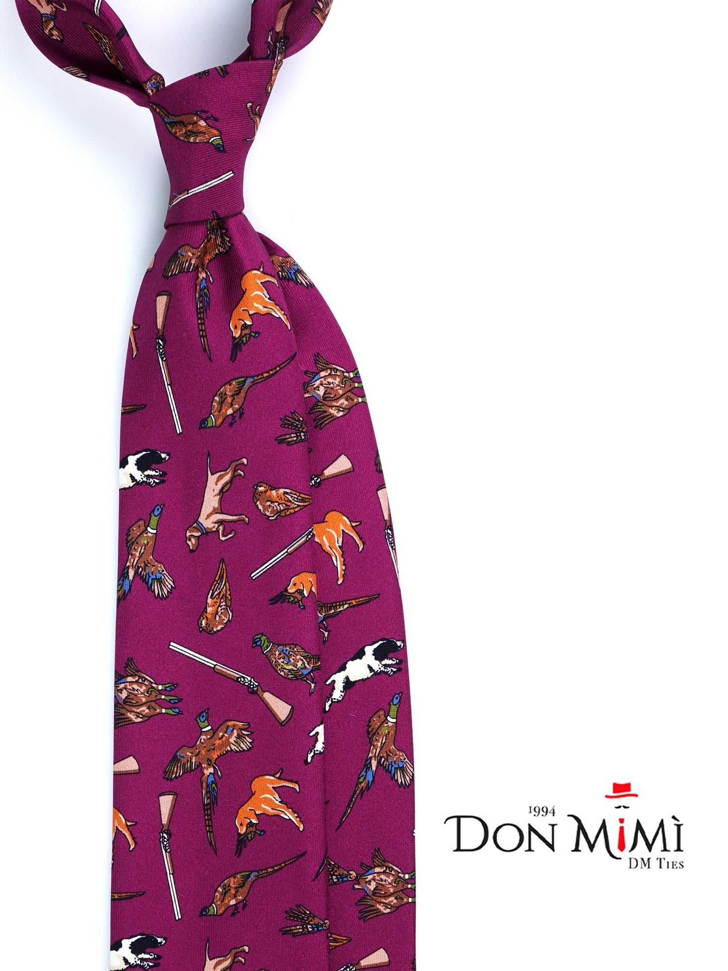 Burgundy Tie 3 Folds RESERVE in Printed English Silk