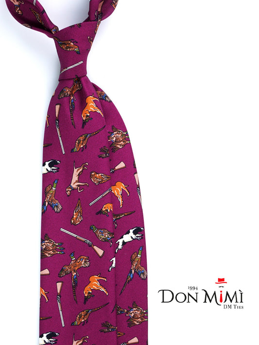 Burgundy Tie 3 Folds RESERVE in Printed English Silk