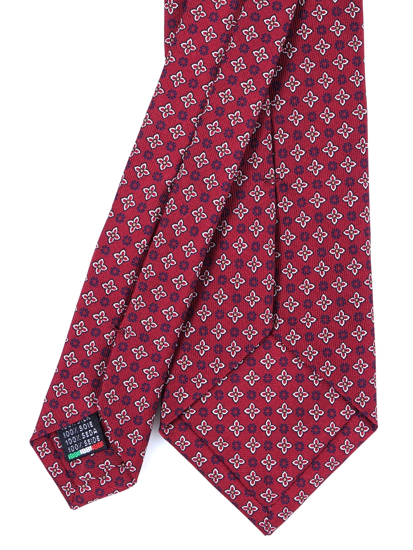 Burgundy Tie 3 Folds GASPACE in Printed English Silk