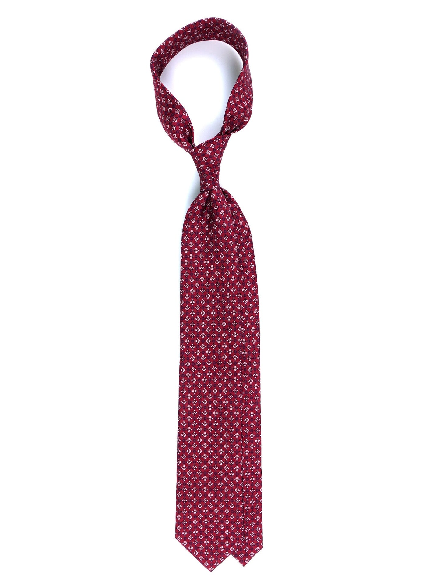 Burgundy Tie 3 Folds GASPACE in Printed English Silk